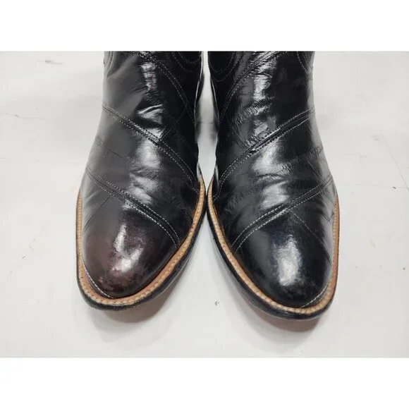 Rios of Mercedes Mens Eel Skin Exotic Cowboy Western Boots Black Size 9 - Picture 8 of 10